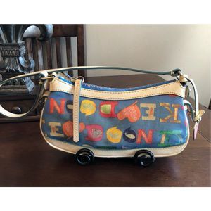 DOONEY & BOURKE - Rainbow Doodle Collection Coated-Canvas w/Leather Shoulder Bag